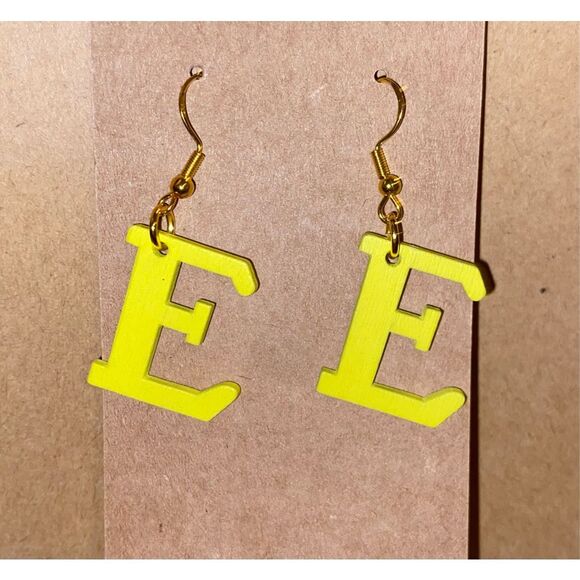 ☀️3/$12☀️ Letter “E” Earrings with Sterling Silver Hooks. (Yellow) - Picture 1 of 3